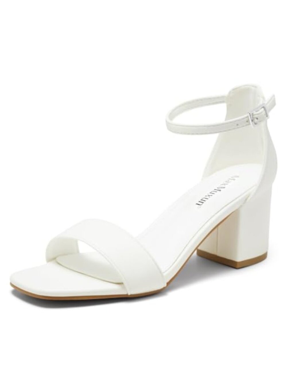 Faux Leather Open Toe Chunky Block Heel Ankle Strap Sandals